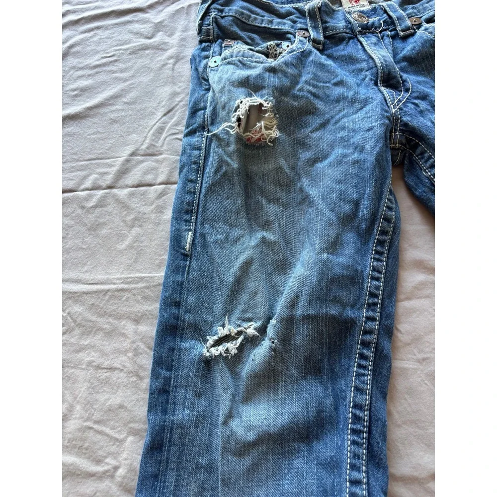 True Religion Bobby Straight Distressed Jeans Mens 32 Medium Wash USA Made